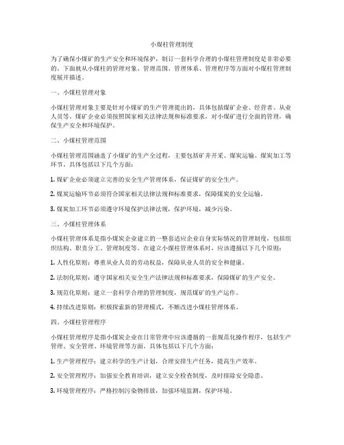 小煤柱管理制度