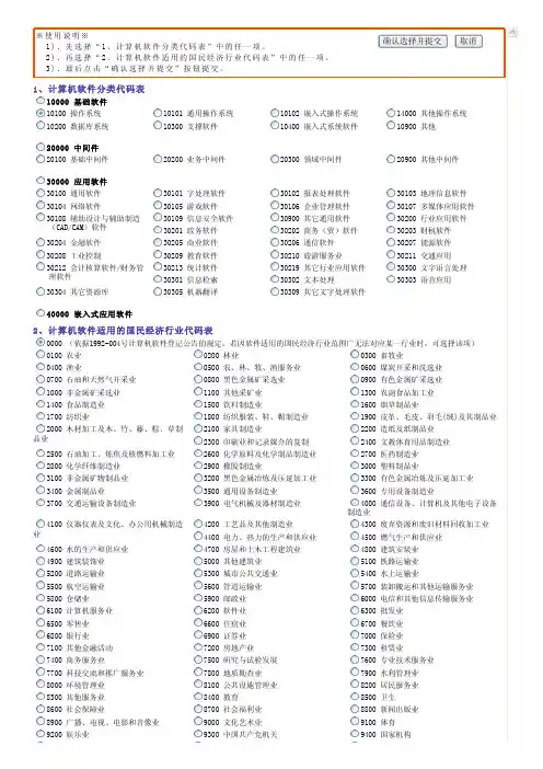 软件著作权申报软件分类号