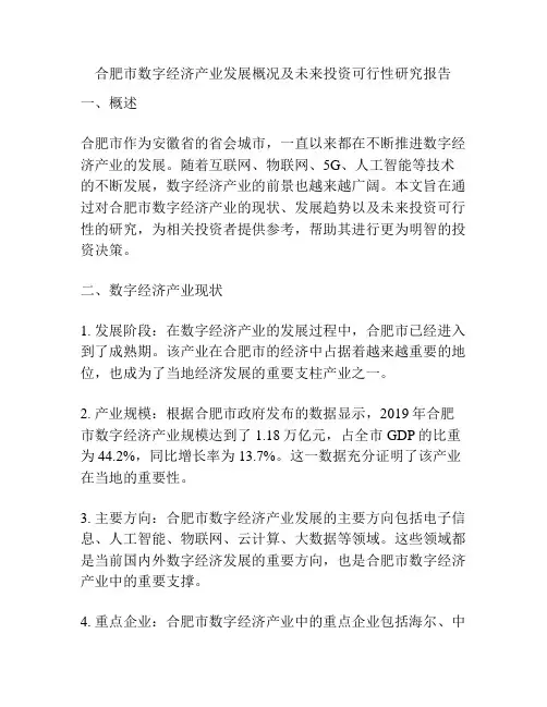 合肥市数字经济产业发展概况及未来投资可行性研究报告