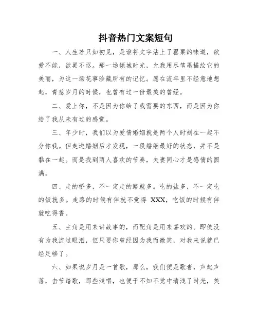 抖音热门文案短句