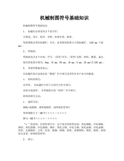 机械制图符号基础知识