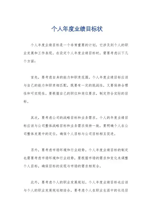 个人年度业绩目标状