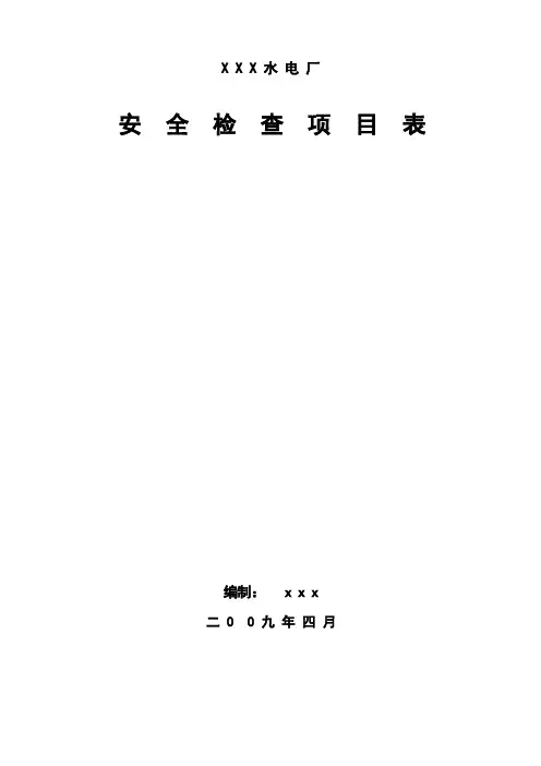 水电站安全检查项目表