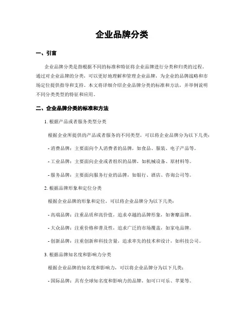 企业品牌分类
