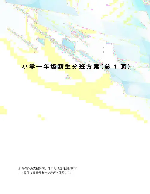 小学一年级新生分班方案