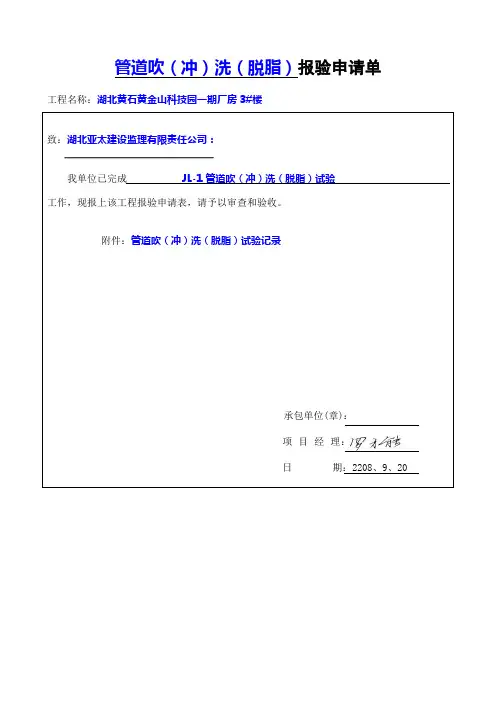 管道吹洗试验记录
