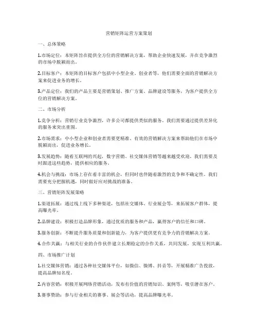 营销矩阵运营方案策划