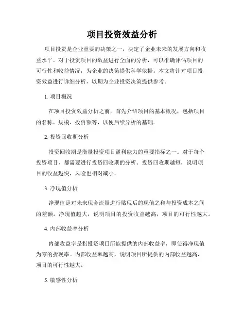 项目投资效益分析