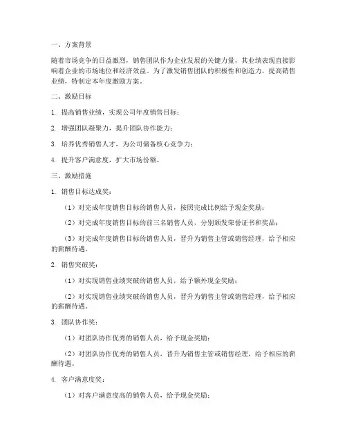 销售人员年度激励方案