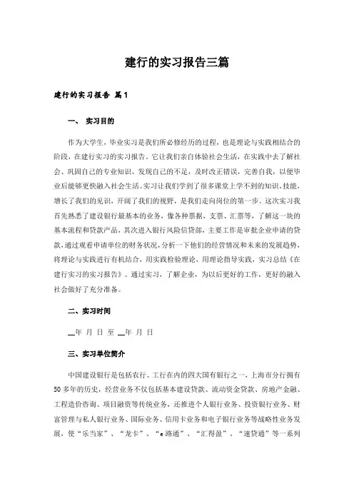 建行的实习报告三篇