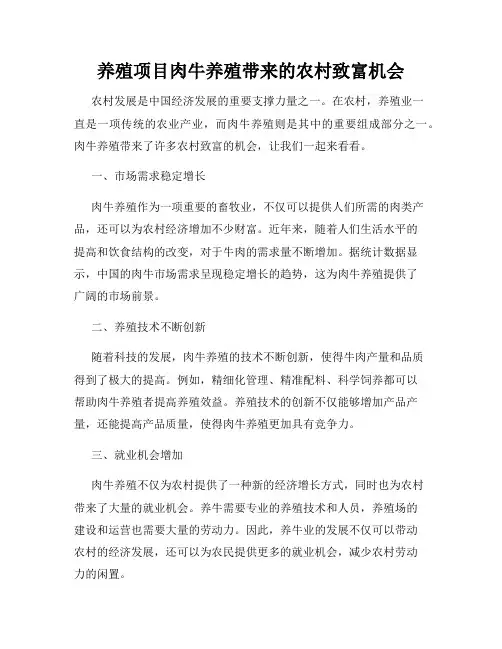 养殖项目肉牛养殖带来的农村致富机会