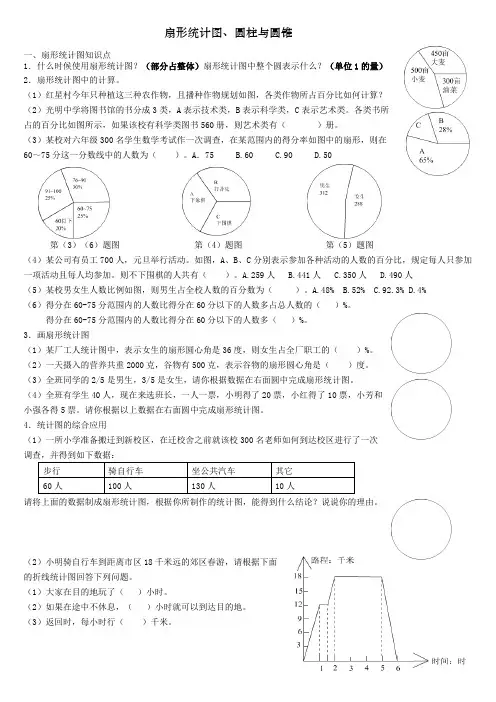 《扇形统计图、圆柱与圆锥》专项练习