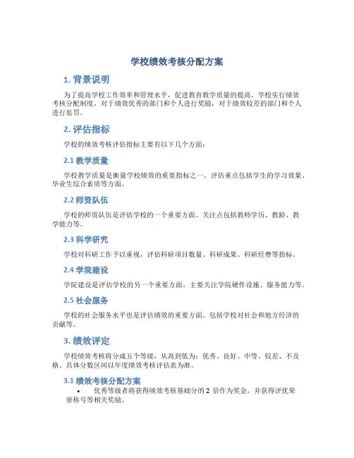 学校绩效考核分配方案