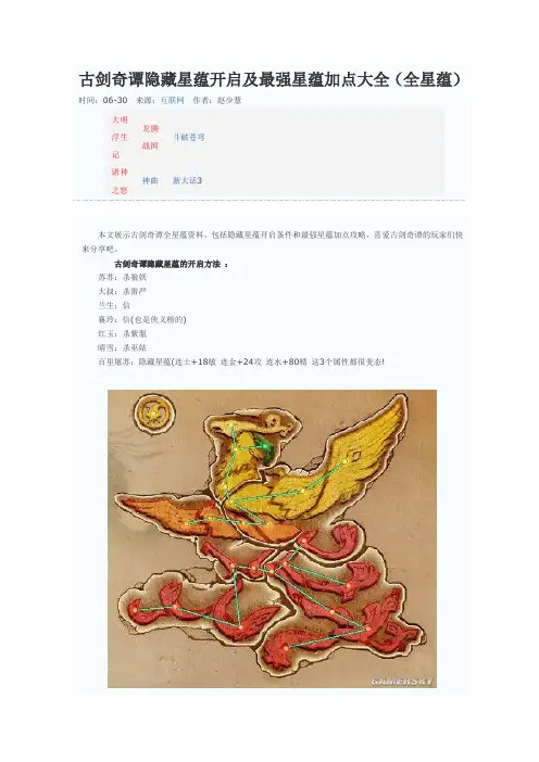 古剑奇谭隐藏星蕴开启及最强星蕴加点大全