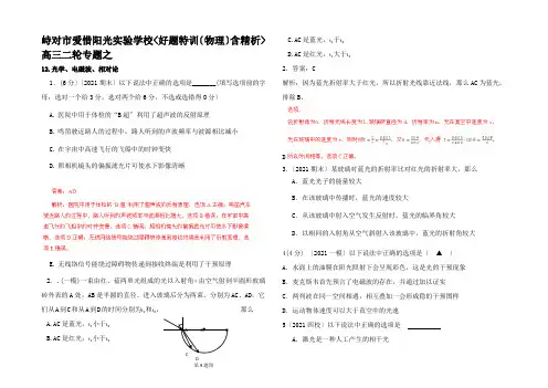 高三物理二轮专题 光学电磁波相对论好题特训12(含精析)