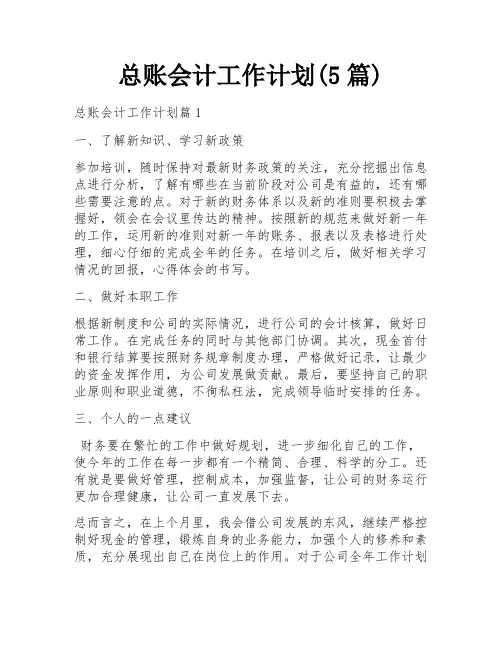 总账会计工作计划(5篇)