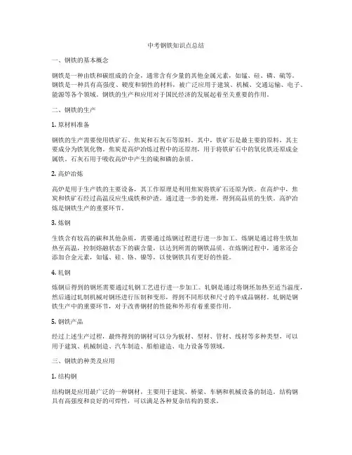 中考钢铁知识点总结