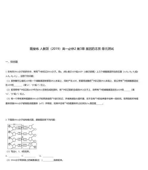 随堂练 人教版(2019)高一必修2 第3章 基因的本质 单元测试