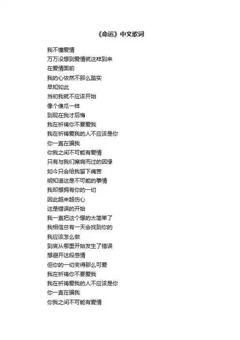 《命运》中文歌词