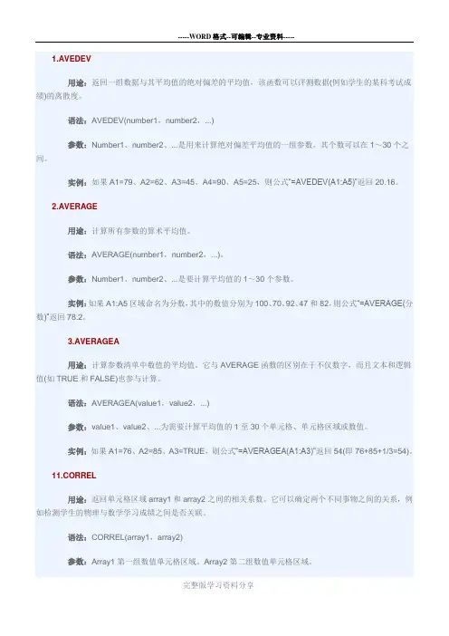 财务人员必须会的Excel函数大全