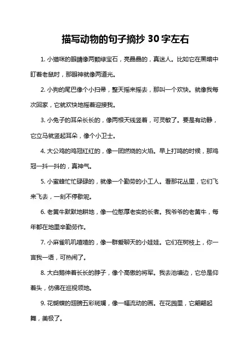 描写动物的句子摘抄30字左右