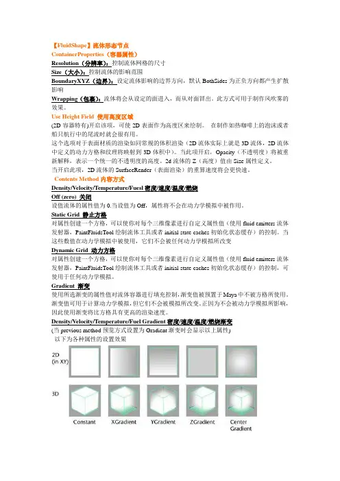 MAYA流体参数详解FluidShape