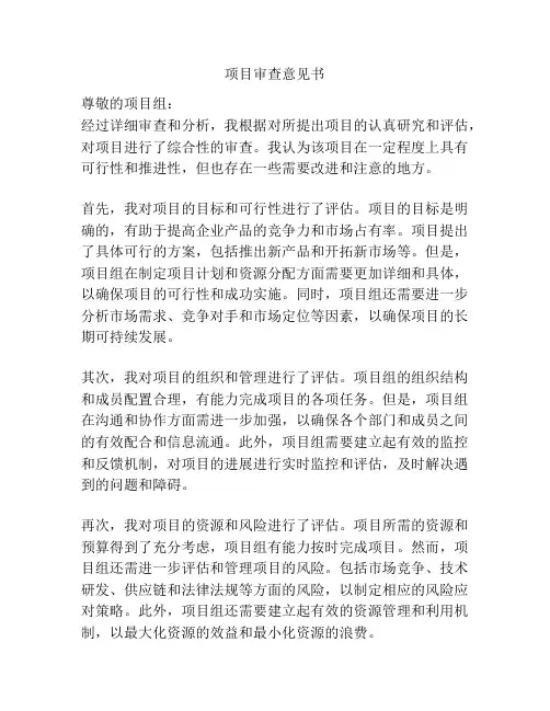 项目审查意见书