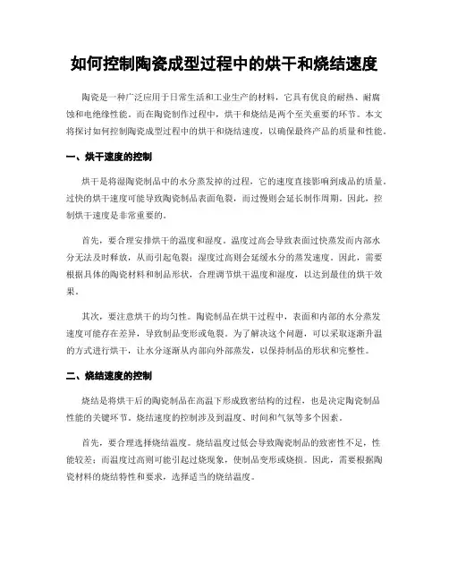 如何控制陶瓷成型过程中的烘干和烧结速度