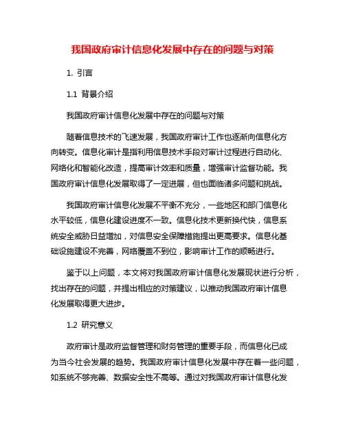 我国政府审计信息化发展中存在的问题与对策