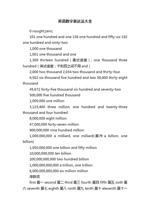 英语数字表达法大全