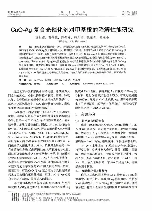 CuO-Ag复合光催化剂对甲基橙的降解性能研究