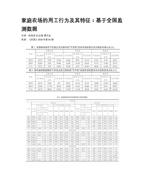 家庭农场的用工行为及其特征：基于全国监测数据