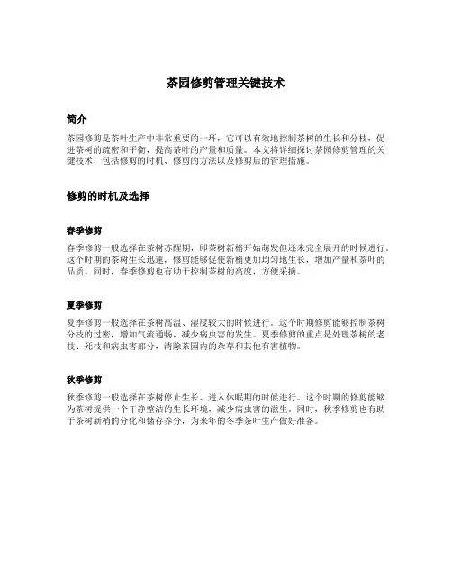 茶园修剪管理关键技术