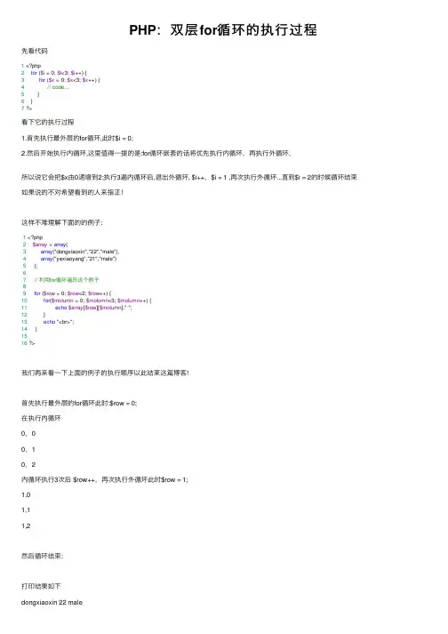 PHP：双层for循环的执行过程