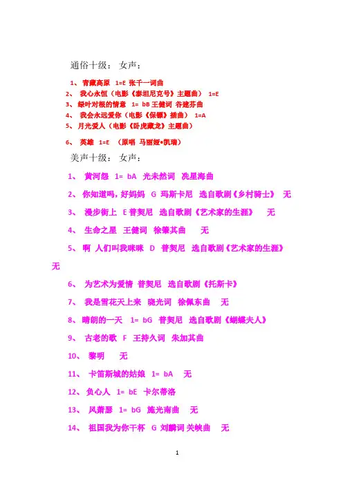 声乐十级考试歌曲