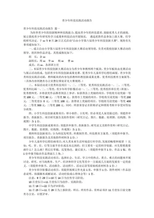 青少年科技实践活动报告