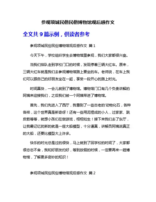 参观项城民俗民俗博物馆观后感作文