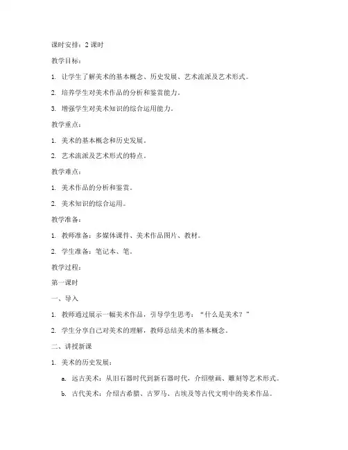 美术概论梳理教案模板范文