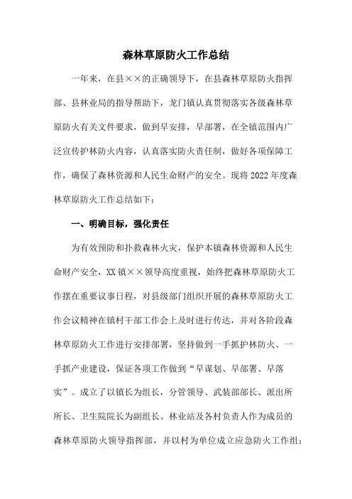 2022年森林草原防火工作总结5篇 (精品)