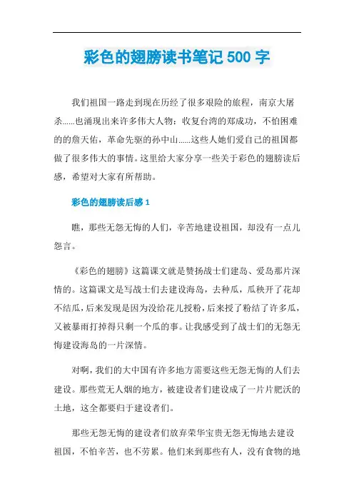 彩色的翅膀读书笔记500字