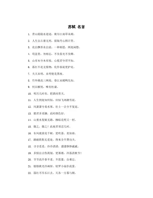 苏轼 名言