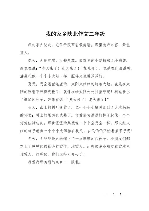 我的家乡陕北作文二年级