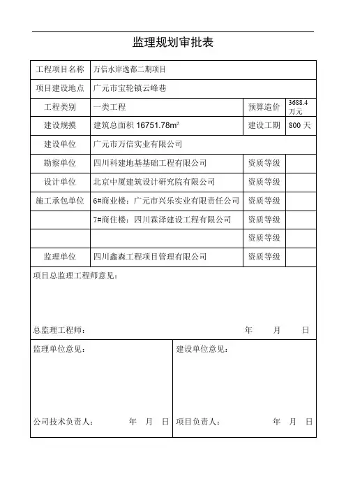 监理规划审批表