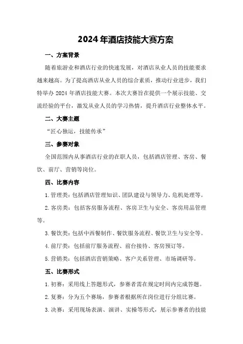 2024年酒店技能大赛的方案酒店技能大赛方案