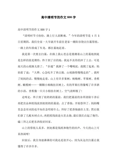 高中清明节的作文800字