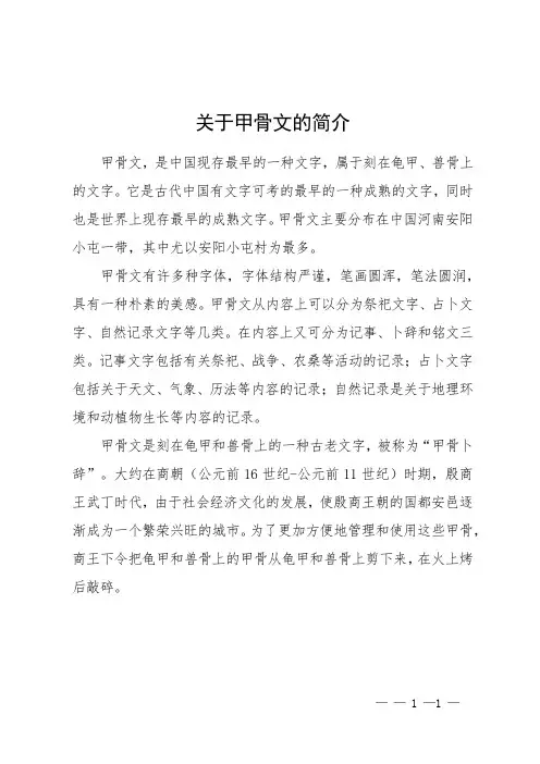 关于甲骨文的简介