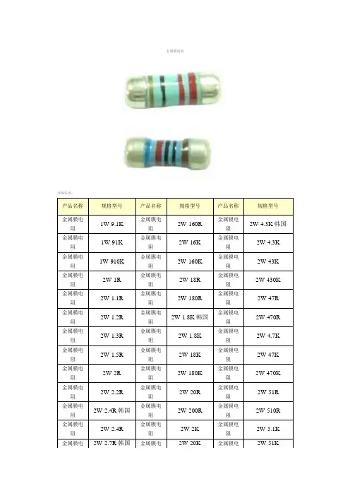 金属膜电阻型号及选用方法