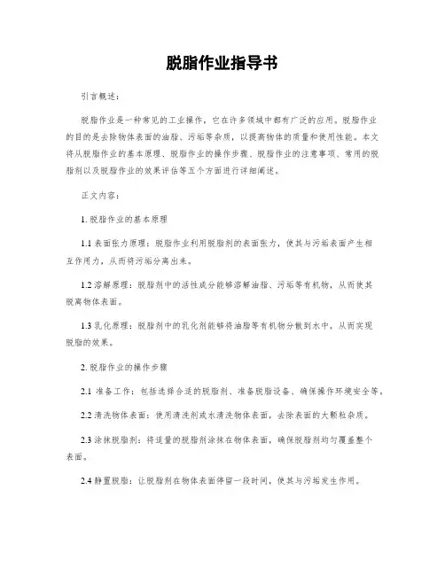 脱脂作业指导书