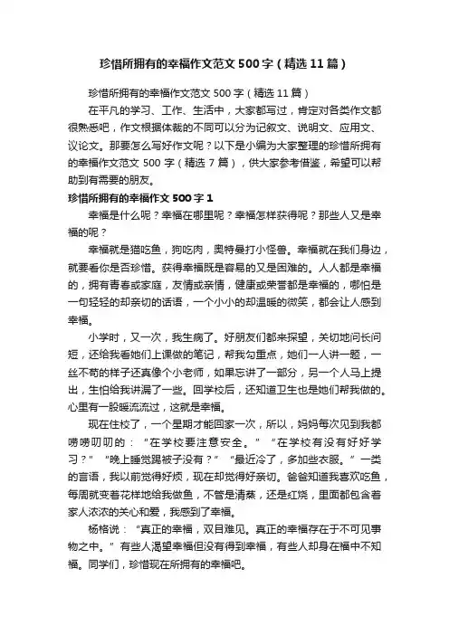 珍惜所拥有的幸福作文范文500字（精选11篇）