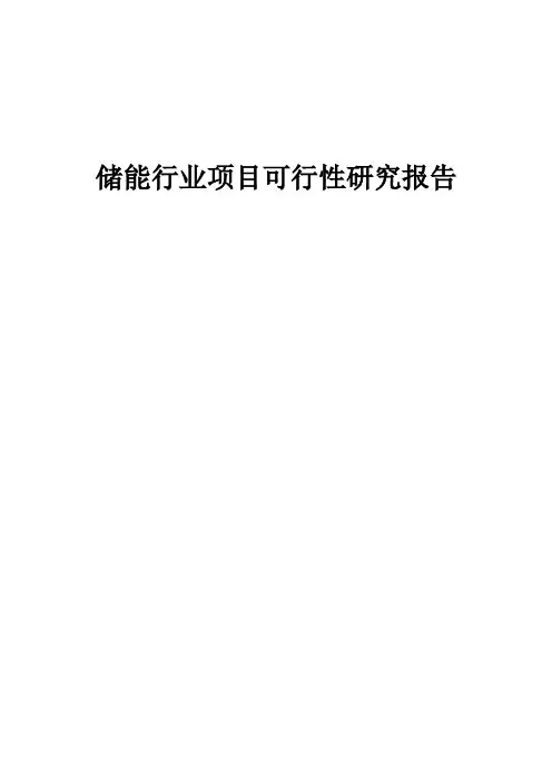 储能行业项目可行性研究报告
